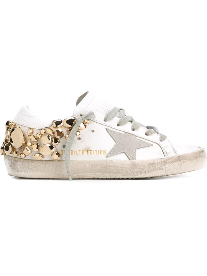 Golden Goose Deluxe Brand Super Star Sneakers, Women's, Size: 39, White, Cotton/calf Leather/rubber