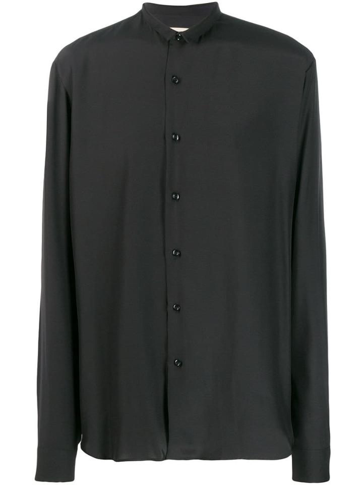 Sartorial Monk Thin Collar Button-up Shirt - Black