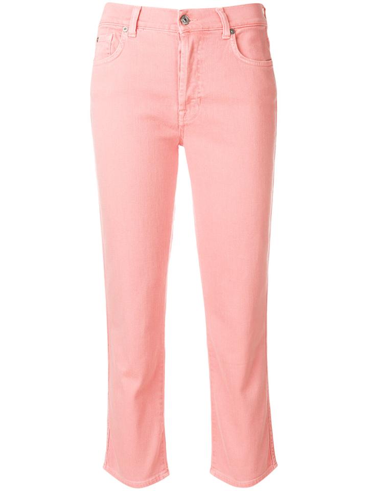7 For All Mankind Cropped Slim Fit Jeans - Pink & Purple