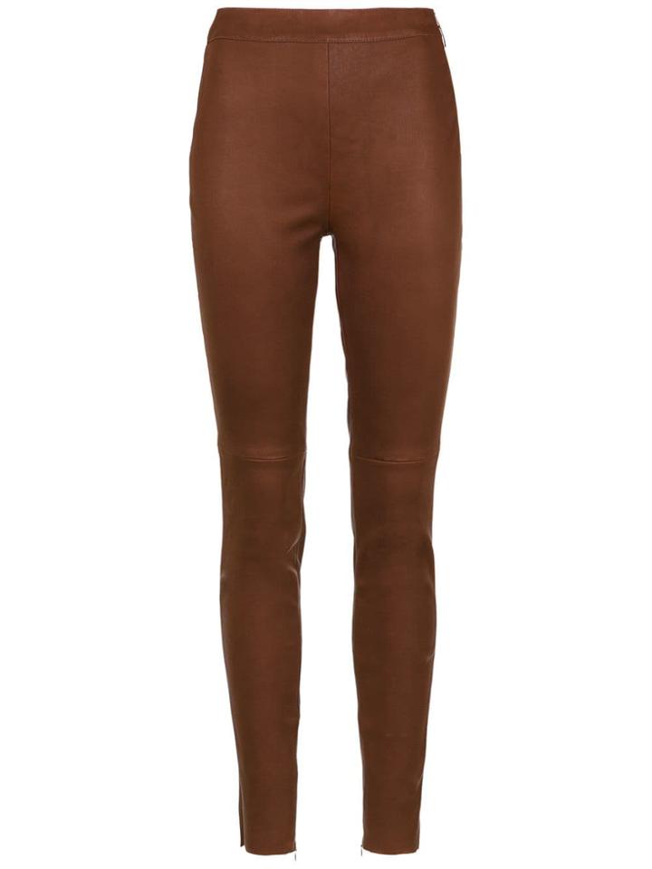 Nk Leather Skinny Trousers - Brown
