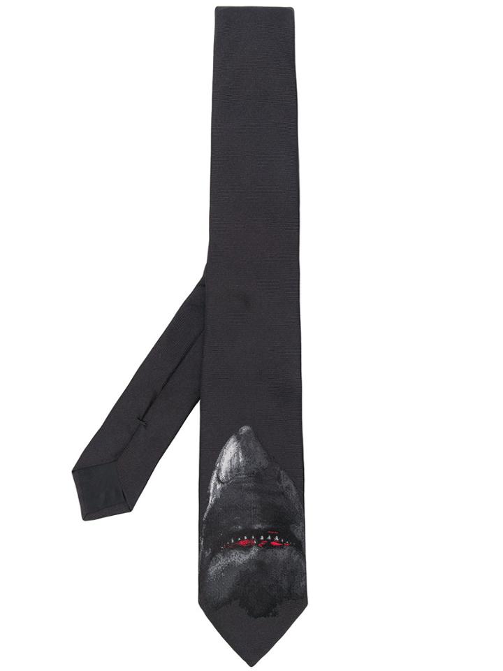 Givenchy Shark Embroidered Tie - Black