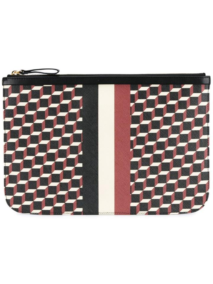 Pierre Hardy 'cube Stripe' Clutch, Men's, Black, Calf Leather