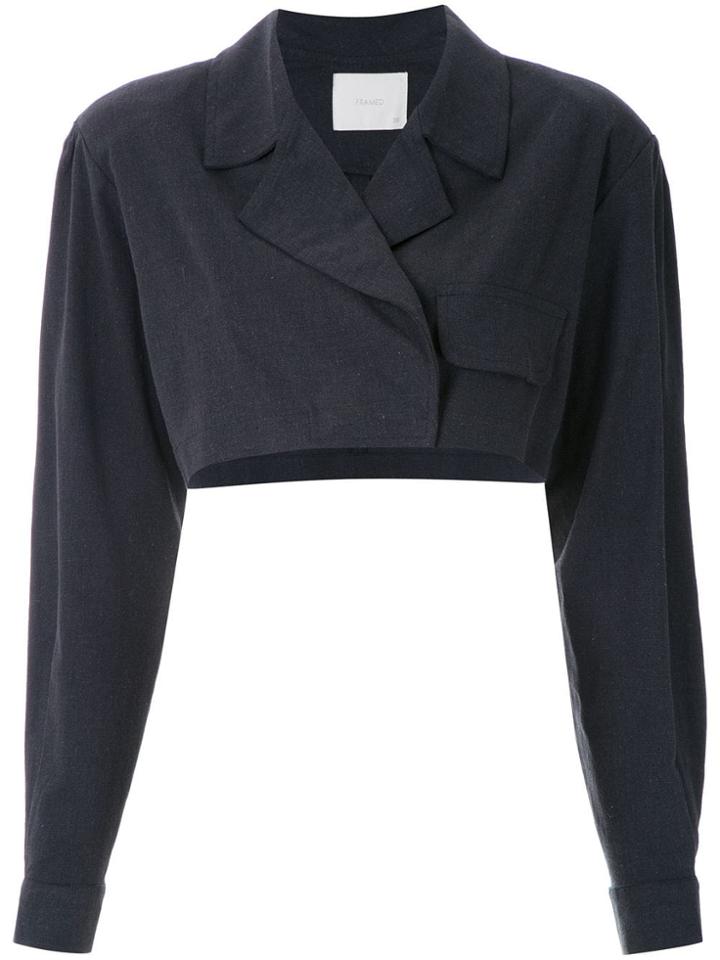 Framed Camisa Cropped Linen Framed - Black