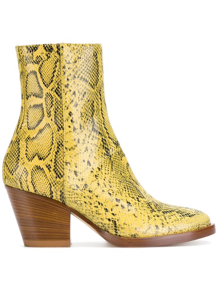 A.f.vandevorst Snake Skin Effect Ankle Boots - Yellow & Orange