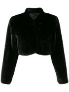 Liska Cropped Fur Jacket - Black