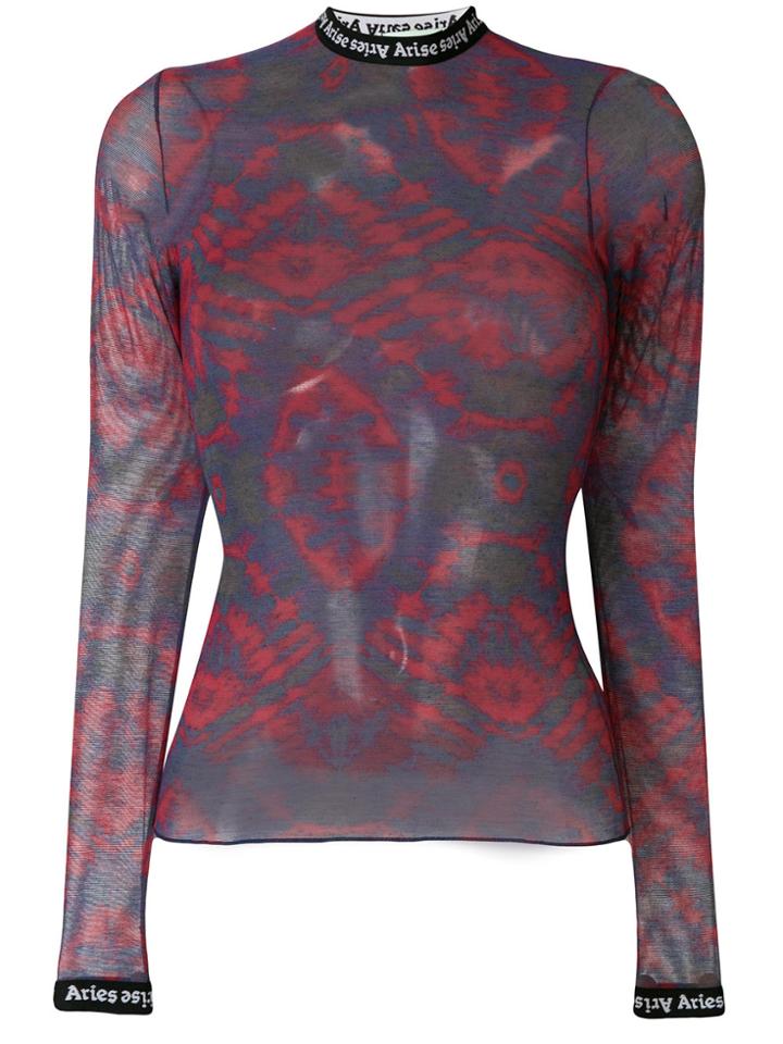 Aries Logo Neck Blouse - Blue