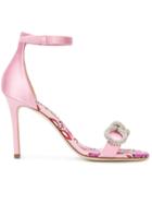 Emilio Pucci Gemstone Bow Front Sandals - Pink & Purple