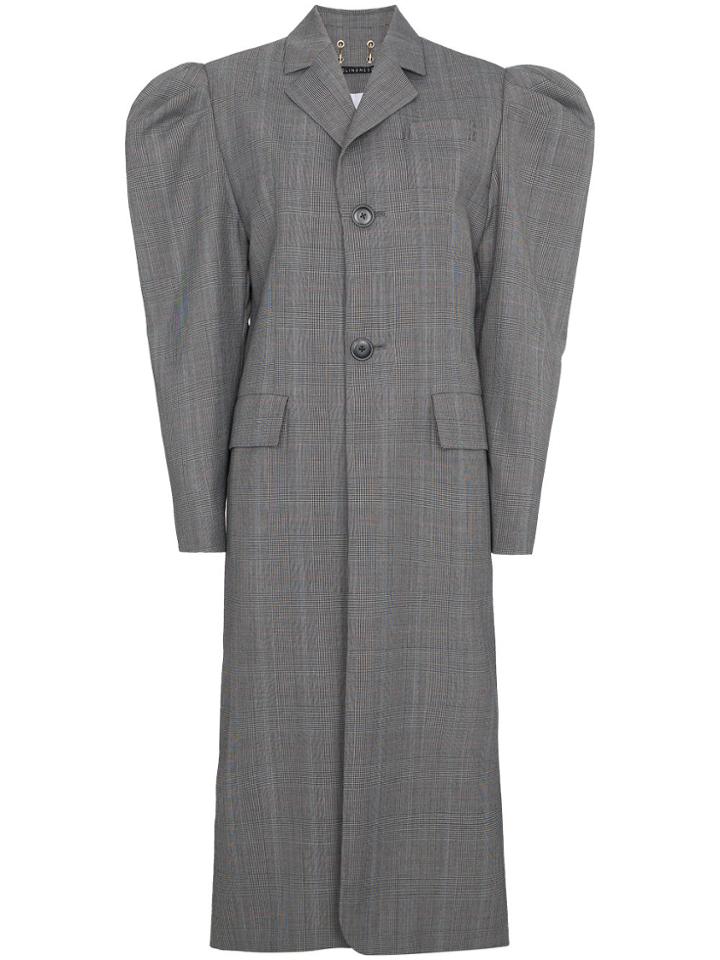 Blindness Puff Sleeve Single Breasted Coat - Grey