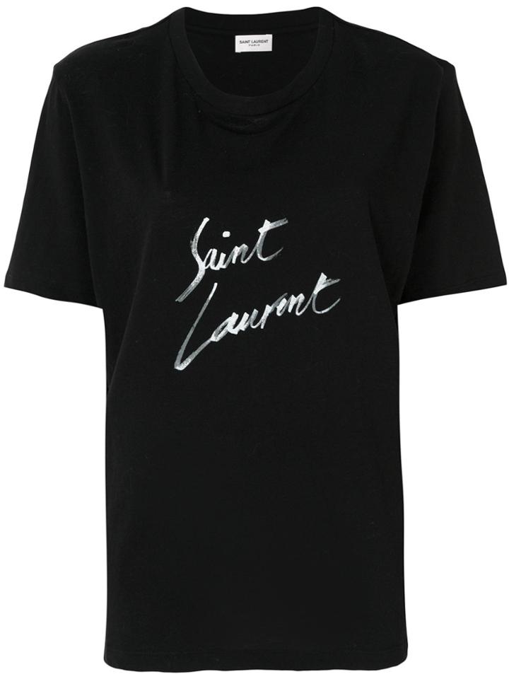 Saint Laurent Logo Signature Boyfriend T-shirt - Black