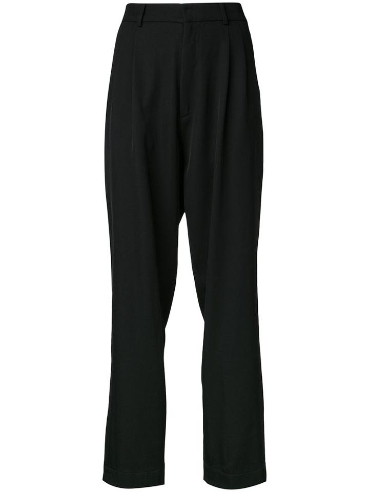 Bassike Pleated Front Pants, Women's, Size: 12, Black, Virgin Wool