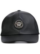 Versace Medusa Baseball Cap, Men's, Black, Leather/polyester