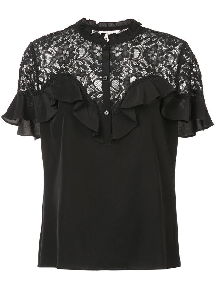 Rebecca Taylor Lace Panel Blouse - Black