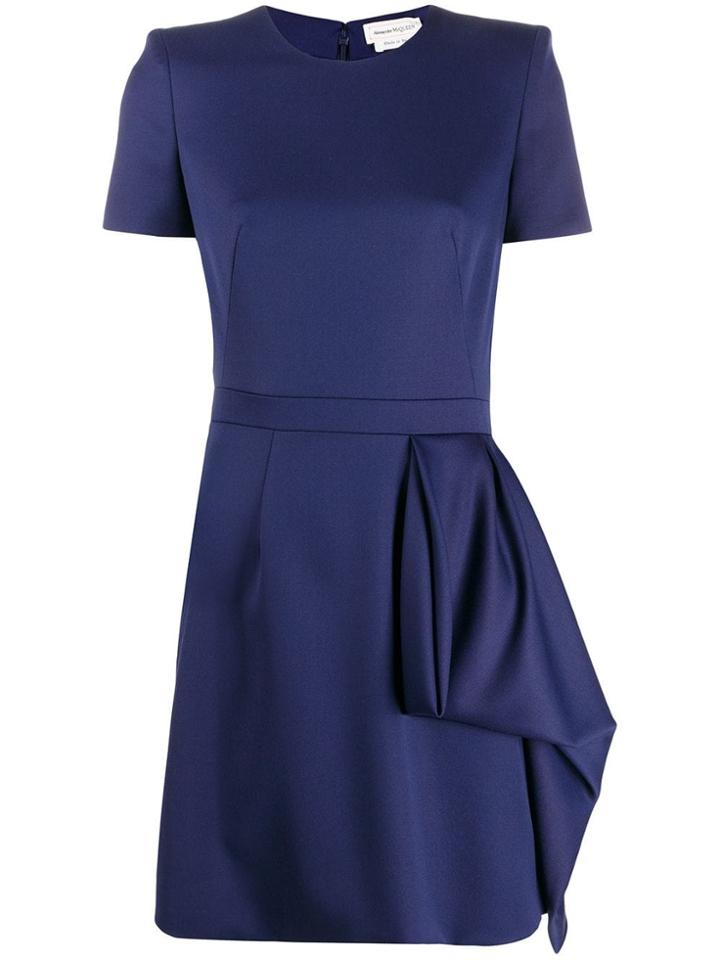 Alexander Mcqueen Draped Panel Dress - Blue