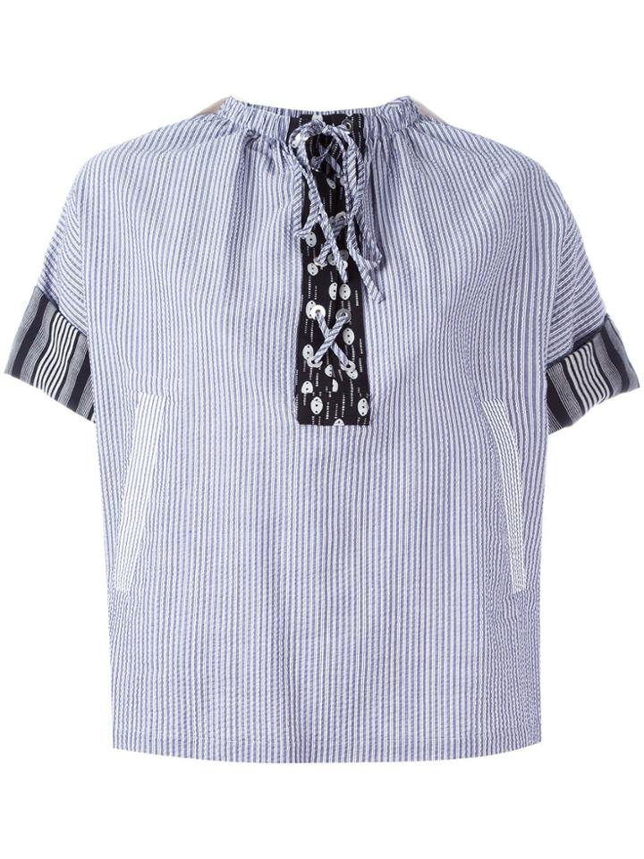 Jw Anderson Striped Laced Top - Grey