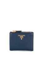 Prada Gold-tone Logo Fold Out Purse - Blue