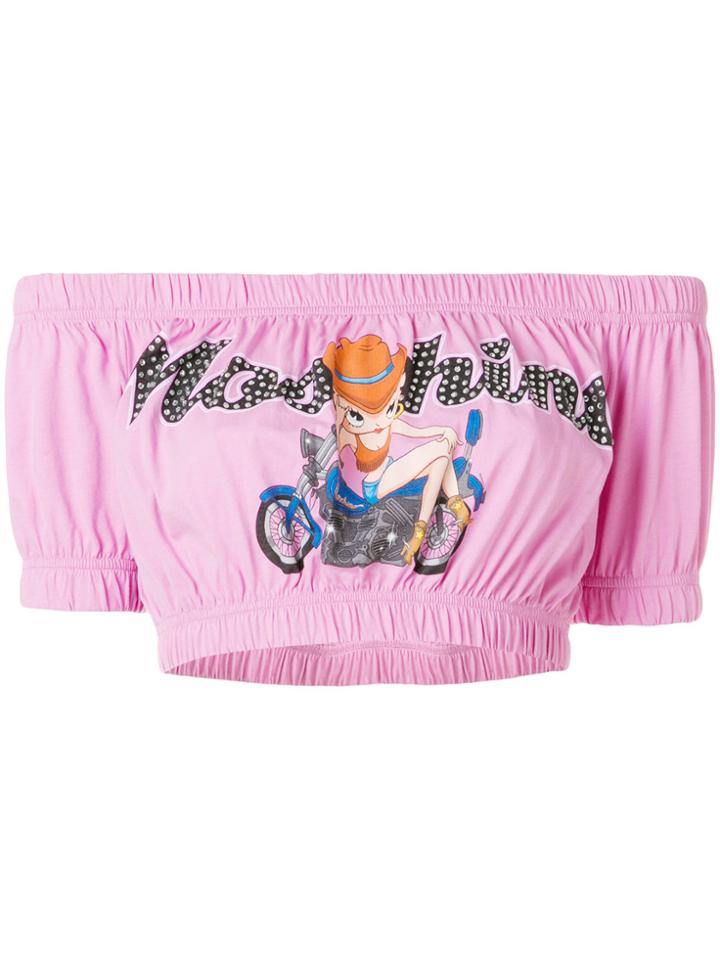 Moschino Betty Boop Crop Top - Pink & Purple