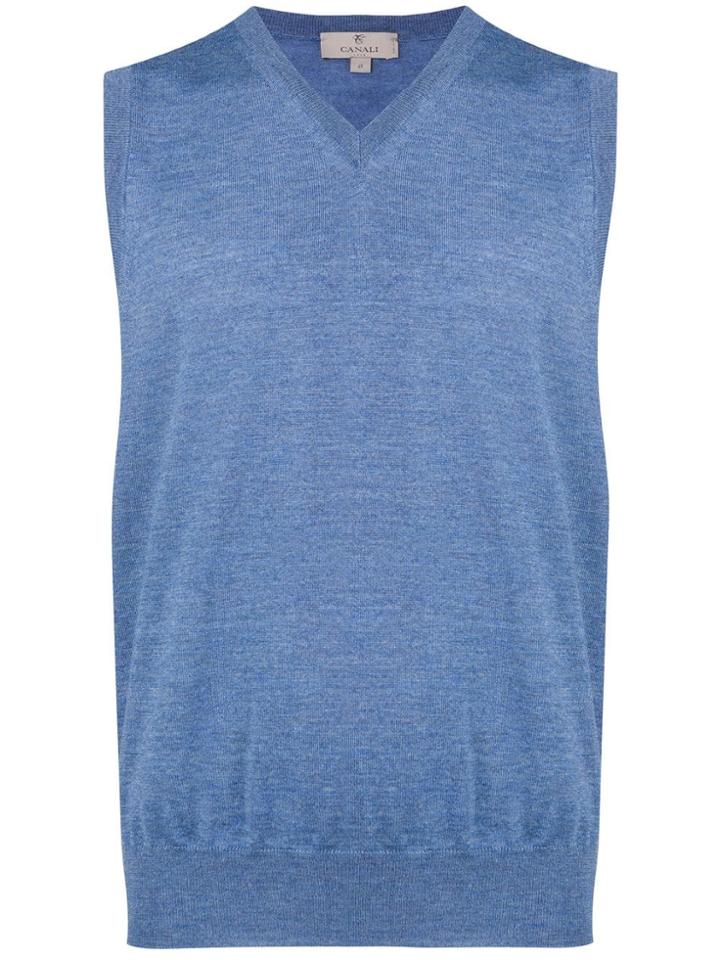 Canali V-neck Sleeveless Sweater - Blue