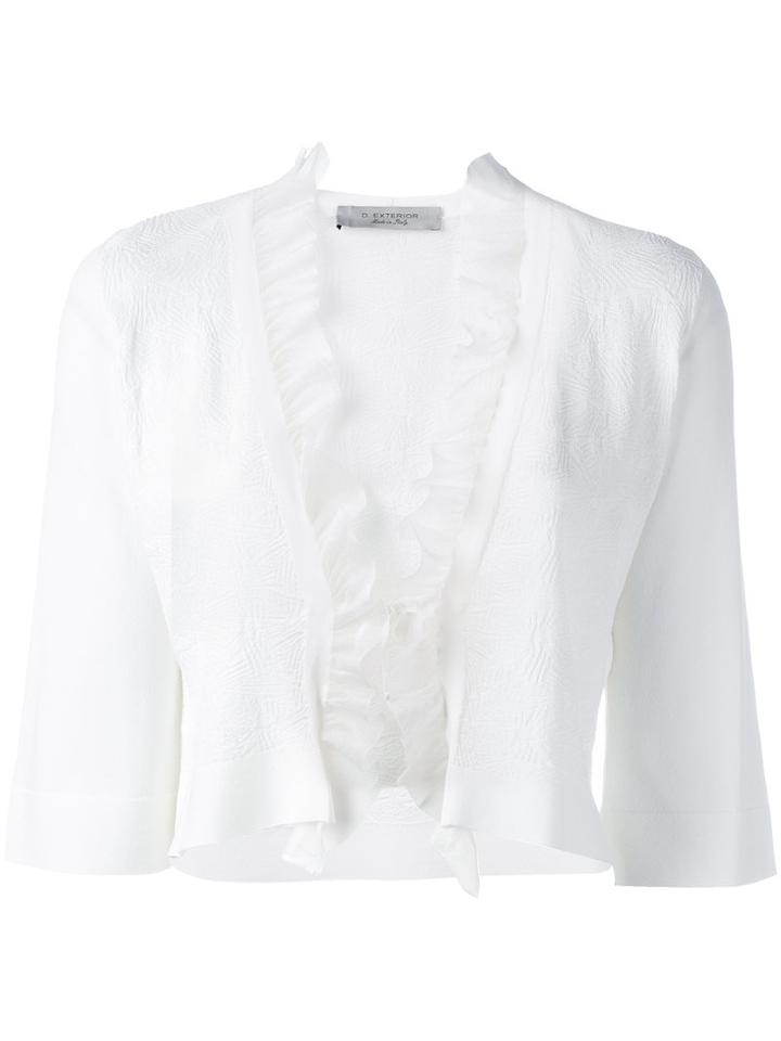 D.exterior - Frill-hem Cardigan - Women - Polyamide/polyester/viscose - S, Women's, White, Polyamide/polyester/viscose