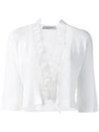 D.exterior - Frill-hem Cardigan - Women - Polyamide/polyester/viscose - S, Women's, White, Polyamide/polyester/viscose