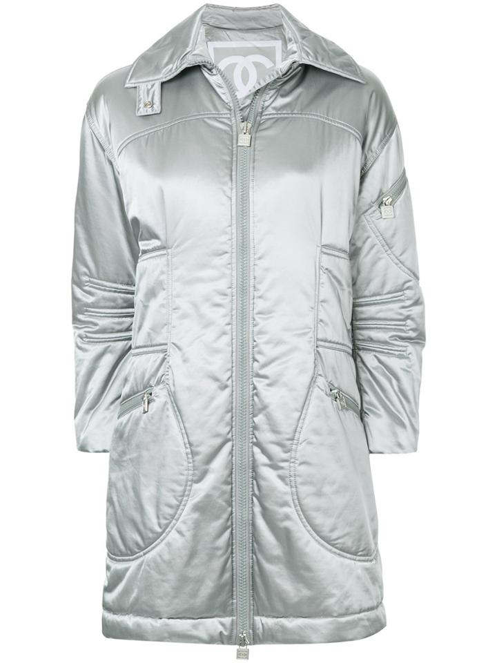 Chanel Vintage Metallic Padded Coat - Grey