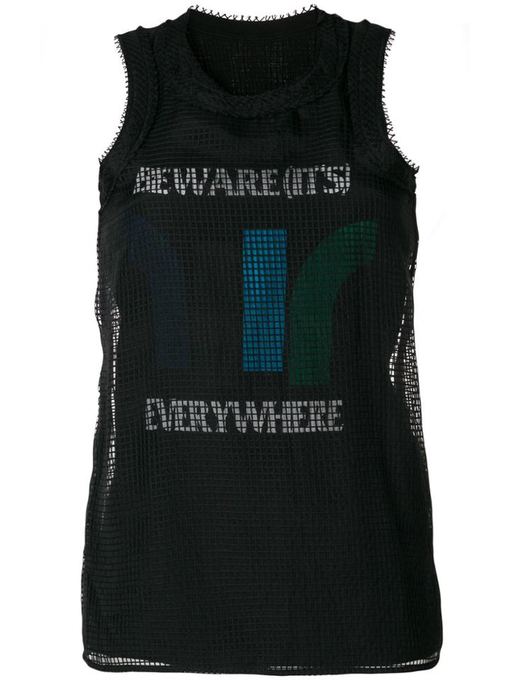 Sacai Beware Everywhere Mesh Tank Top - Black