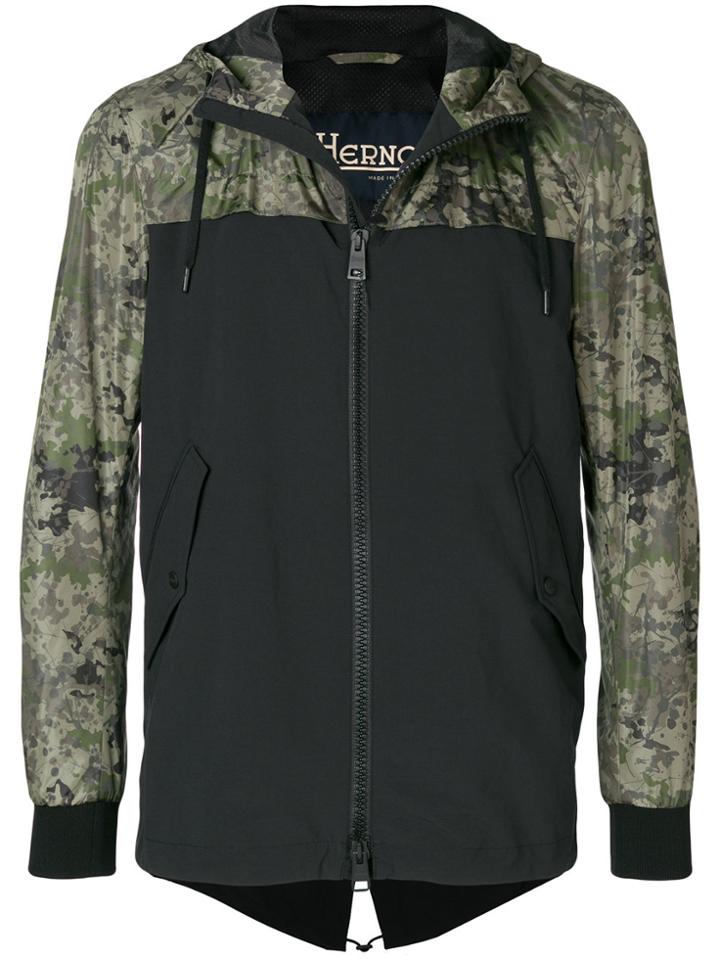 Herno Contrast Panel Zipped Jacket - Black