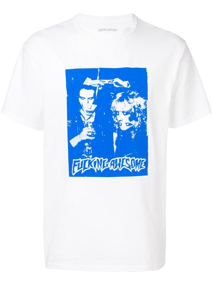 Fucking Awesome Blue Graphic Printed T-shirt - White