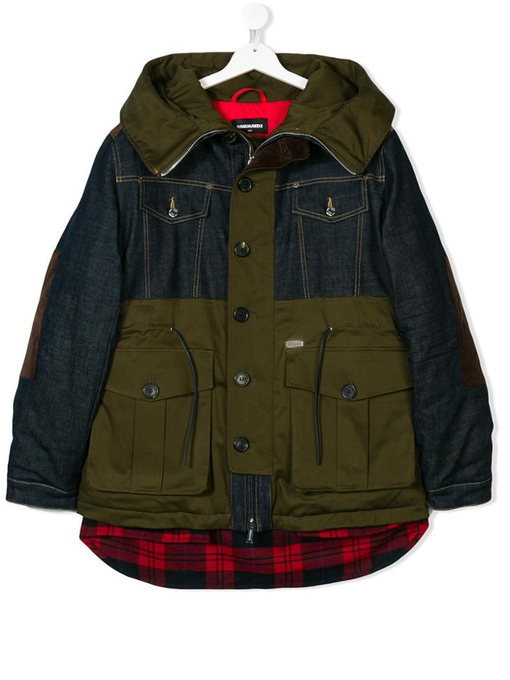 Dsquared2 Kids Teen Contrast Coat - Green