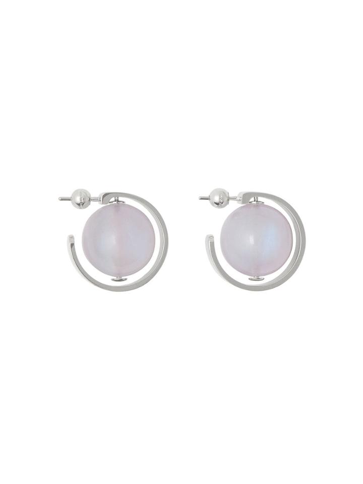 Burberry Marbled Resin Palladium-plated Hoop Earrings - Silver