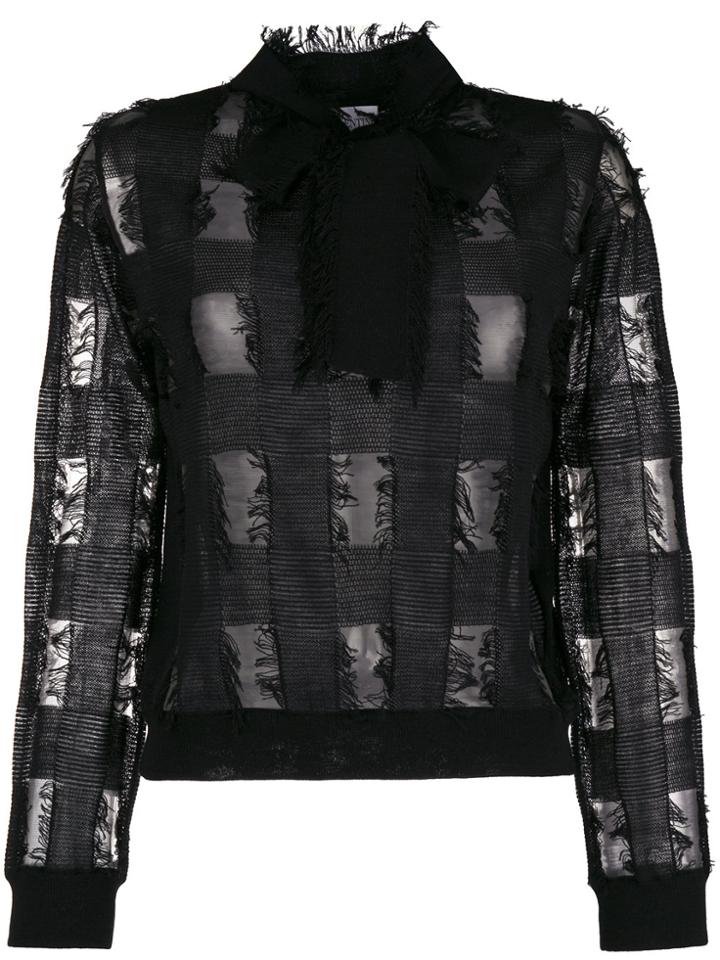 Red Valentino Checked Distressed Jumper - Black