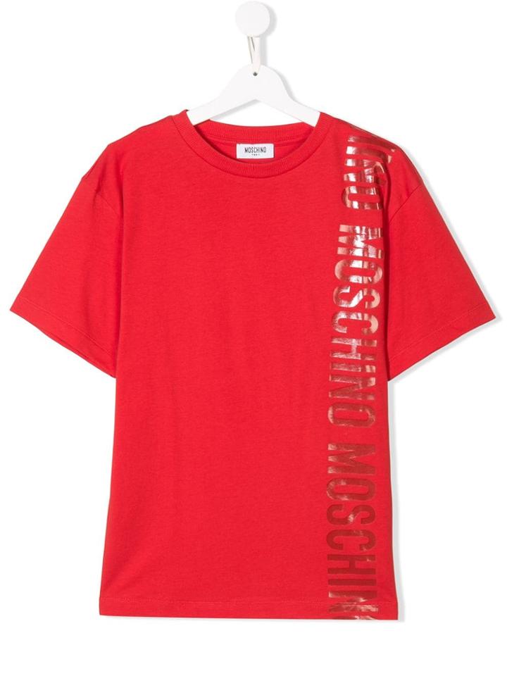 Moschino Kids Teen Lettering Logo Print T-shirt - Red