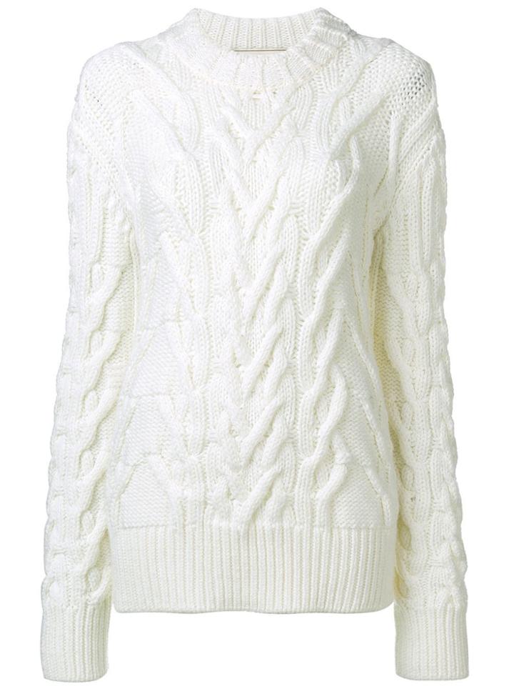 Nina Ricci Oversized Cable Knit Sweater - White