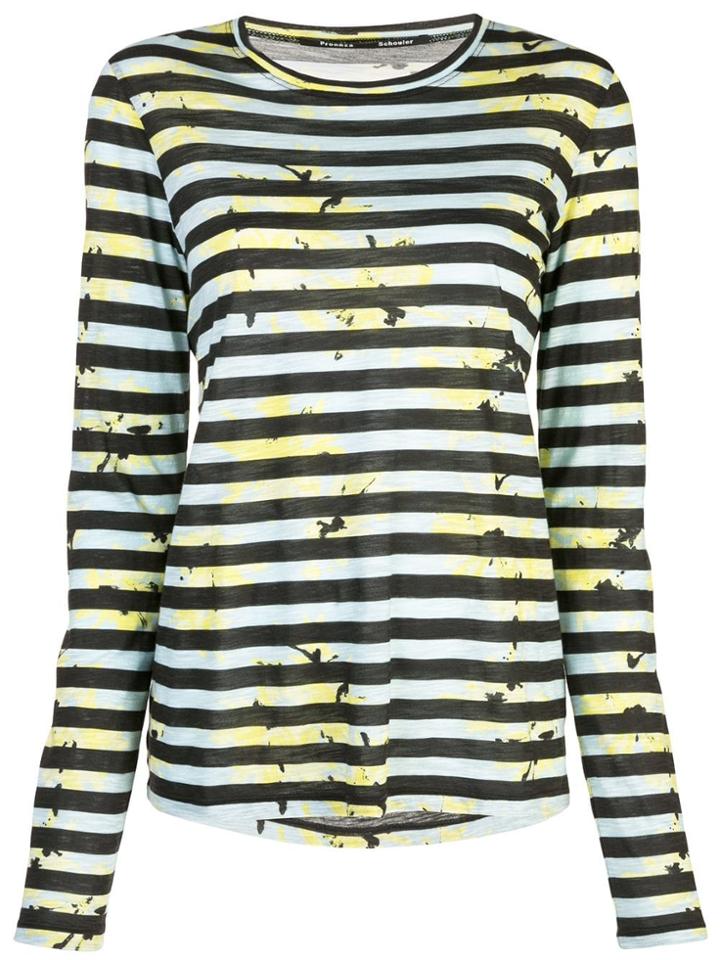 Proenza Schouler Striped Floral Splatter T-shirt - Blue