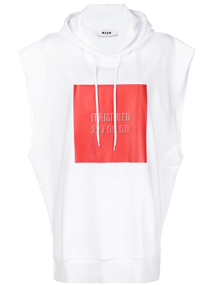 Msgm Cap Sleeve Hoodie - White