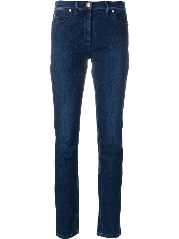 Versace Embellished Medusa Jeans - Blue