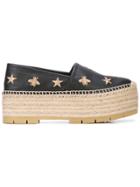 Gucci Bee And Star Embroidered Espadrilles - Black