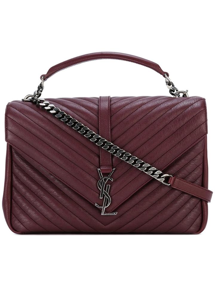 Saint Laurent Monogram College Satchel Bag - Red