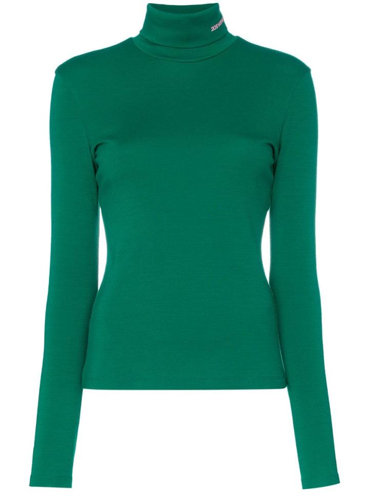 Calvin Klein 205w39nyc Fitted Wool Jersey Turtleneck - Green