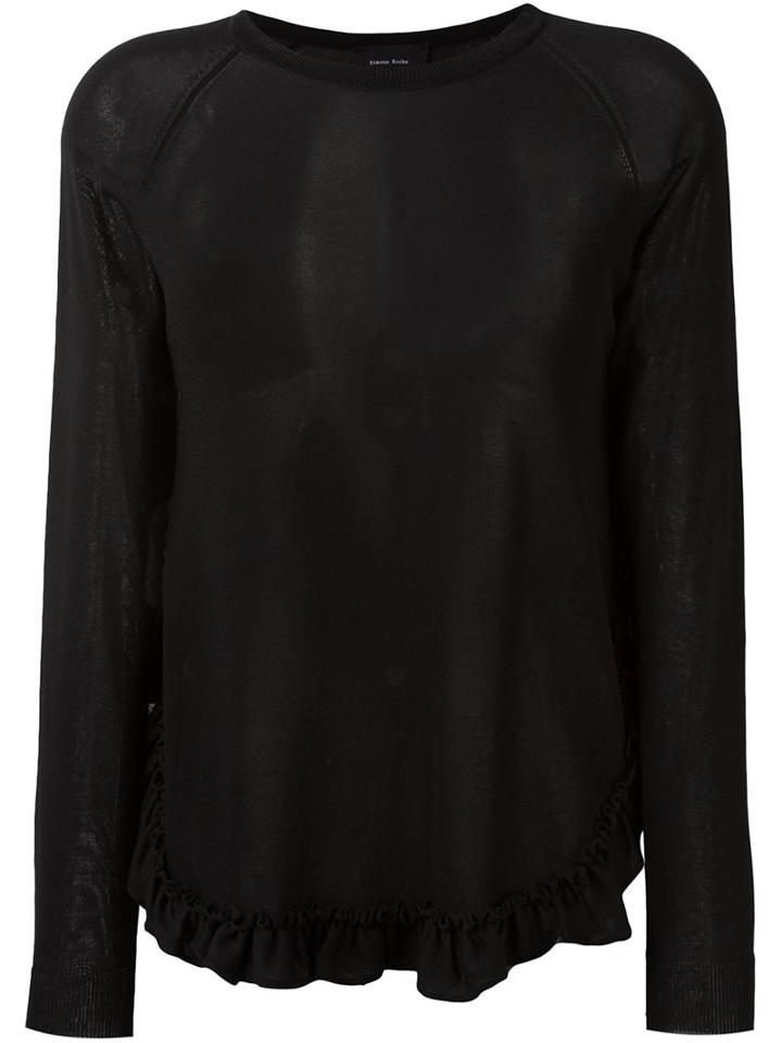Simone Rocha Semi-sheer Frill Sweater, Women's, Size: Xs, Black, Viscose/cotton