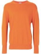 N.peal The Oxford Round Neck 1ply Jumper - Yellow & Orange
