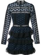 Self-portrait Mini 'star Lace' Dress, Women's, Size: 6, Blue, Polyester/spandex/elastane