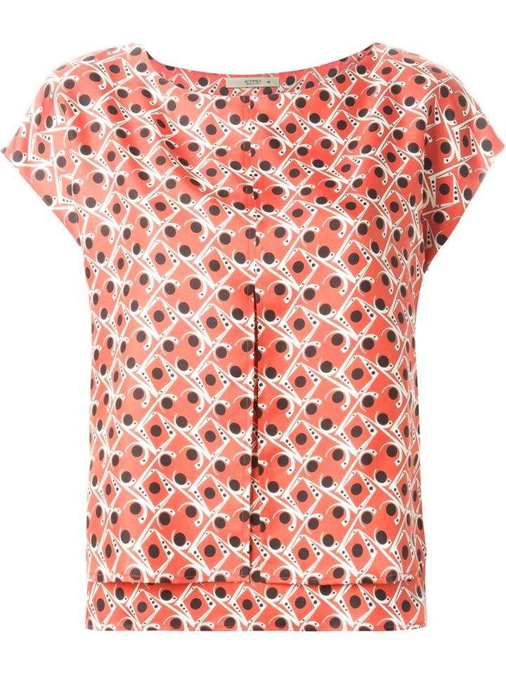 Etro Printed Boxy Blouse, Women's, Size: 44, Red, Silk