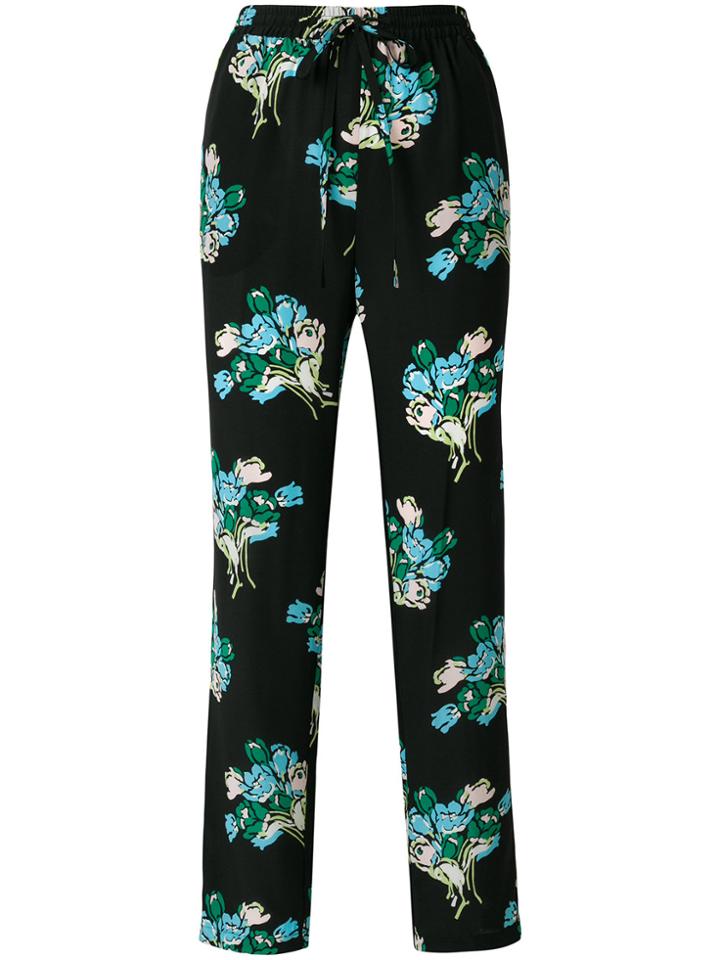 Red Valentino Floral Print Trousers - Black