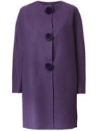 Ermanno Scervino Pompom Buttons Coat, Women's, Size: 50, Pink/purple, Virgin Wool