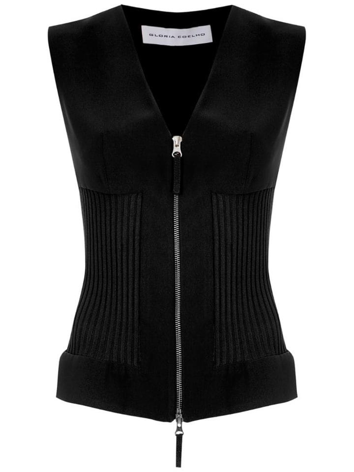 Gloria Coelho Knitted Zip-up Vest - Black