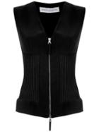 Gloria Coelho Knitted Zip-up Vest - Black