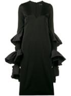 Ellery - Molotov Ruffle Sleeve Dress - Women - Silk/polyester/acetate - 6, Black, Silk/polyester/acetate