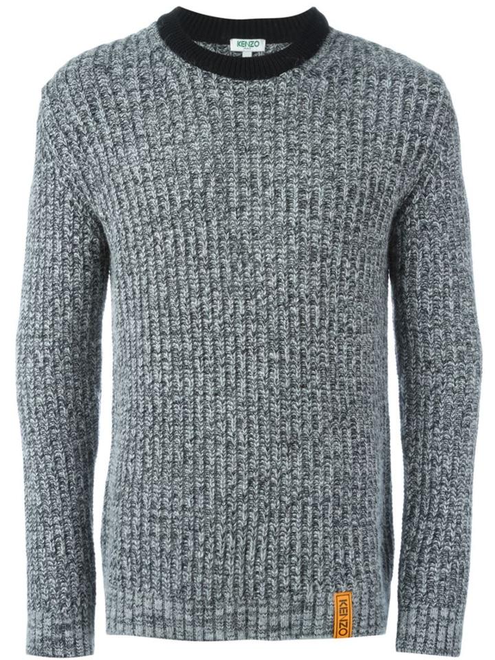 Kenzo Crew Neck Jumper, Men's, Size: Medium, Grey, Polyamide/wool/alpaca