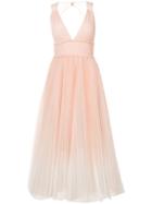 Marchesa Notte Pleated Flared Dress - Nude & Neutrals