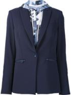 Veronica Beard Hoodie Inset Blazer, Women's, Size: 4, Blue, Polyester/spandex/elastane